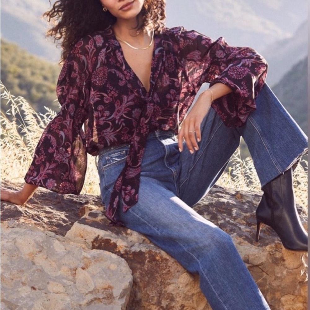 Sanctuary Black and Purple Paisley Blouse